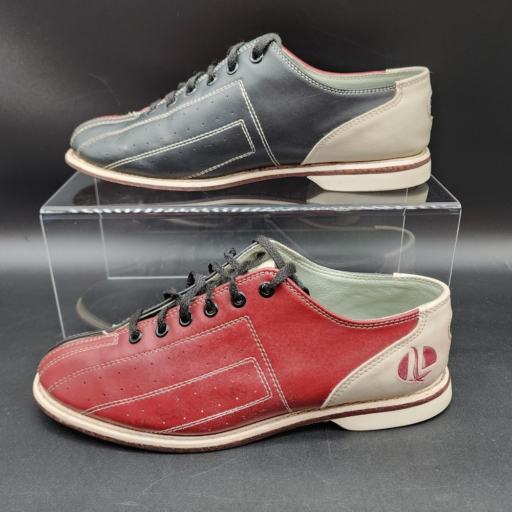 Linds 9/10 Red Black Cream Leather Bowling Shoes Retro Rockabilly 50s READ